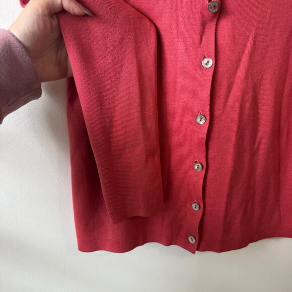 CYNTHIA STEFFE Cardigan Women M Red Silk Faux Fur Collar Buttons Y2K Bratz 90s - Picture 4 of 7